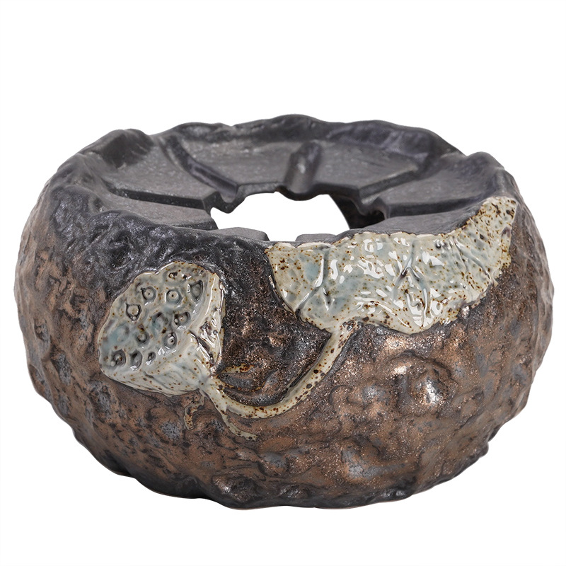 Bếp trà ấm hoa sen tráng men sắt mạ vàng kiểu Nhật bàn trà nóng đế giữ nhiệt đế giữ nhiệt bàn trà Kung Fu