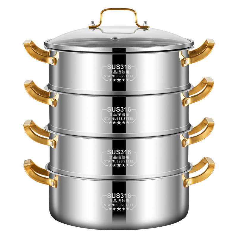 Nồi hấp canh trong góc vuông thép ba lớp dày đặc bằng thép không gỉ Lezhai316L nồi lẩu điện từ hầm hấp công suất lớn thương mại