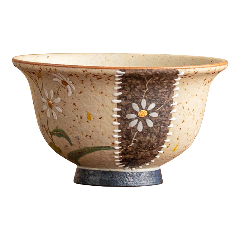 Màu xanh và trắng đá lửa đỏ bộ trà cổ điển tách trà cốc chủ nhân vẽ tay hoa cúc nhỏ cốc trà cốc trà gia dụng