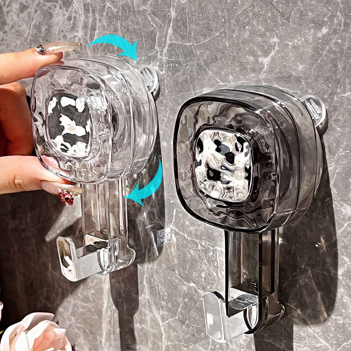 Móc cốc hút xoay, hút chân không mạnh, không đục lỗ, móc dính chịu lực mạnh, CỬA BẾP, phòng tắm phía sau, tường phòng tắm