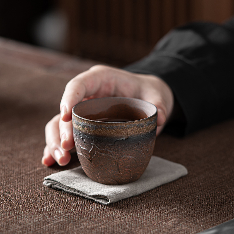 Cốc Bồ Đề Cốc trà tráng men sắt mạ vàng kiểu Nhật Cốc hương thơm Bộ trà Kung Fu gốm sứ Cốc Chủ Nhỏ