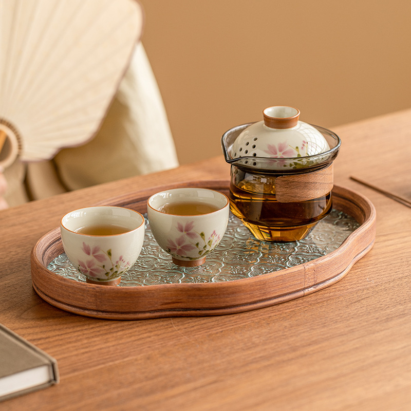 Bộ ấm trà gốm sứ Đức Hoa cúc vẽ tay, một bình hai Cốc pha trà Kung Fu gia dụng cao cấp, cốc nhanh cầm tay