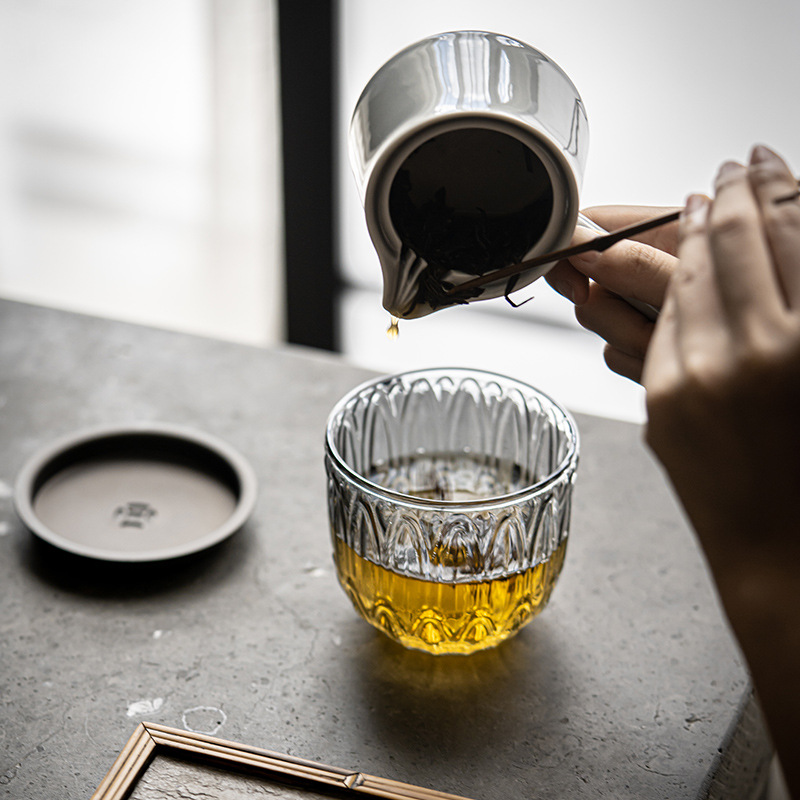 Đồng tiền thủy tinh kiểu Nhật, nước xây dựng có nắp, Cốc rửa trà cỡ nhỏ, chậu rửa nước, thùng đựng trà nước thải, Thùng bã trà, phụ kiện Bộ trà