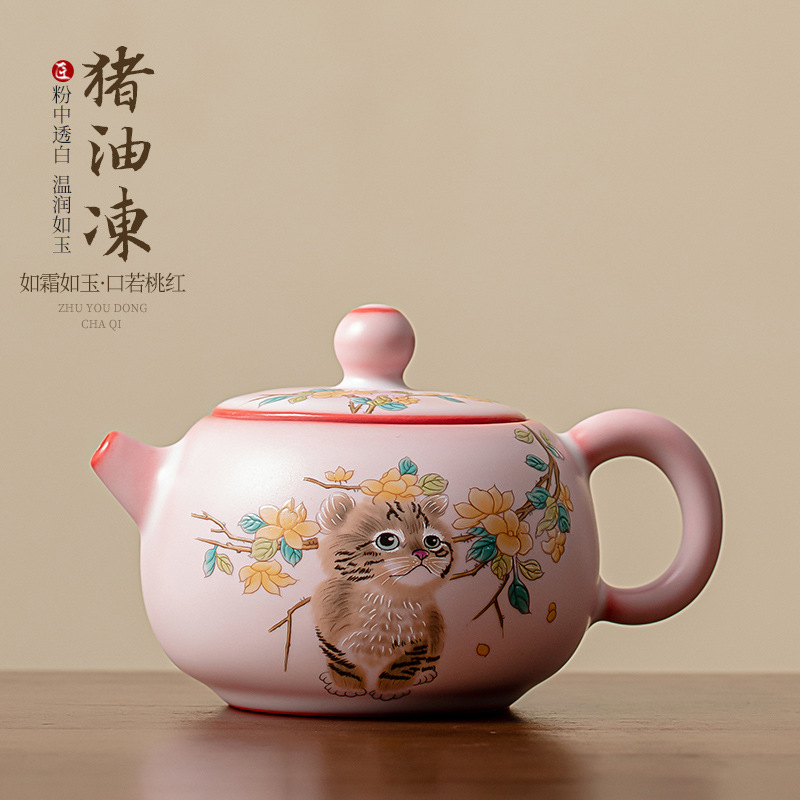 Ấm trà mèo Xishi đông lạnh mỡ lợn ấm trà gốm sứ gia dụng cỡ lớn Ấm lọc Hộp Quà Bộ trà Kung Fu kiểu Trung Quốc