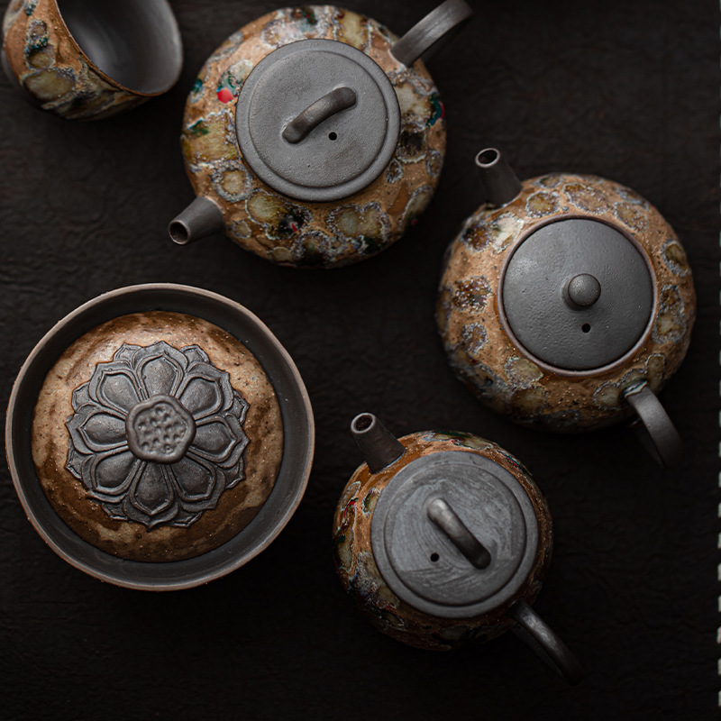 Ấm trà sứ tráng men sáp ong lò nung ấm bát có nắp ấm bộ trà Kung Fu cổ điển ấm trà sáng tạo ấm lọc ấm đơn