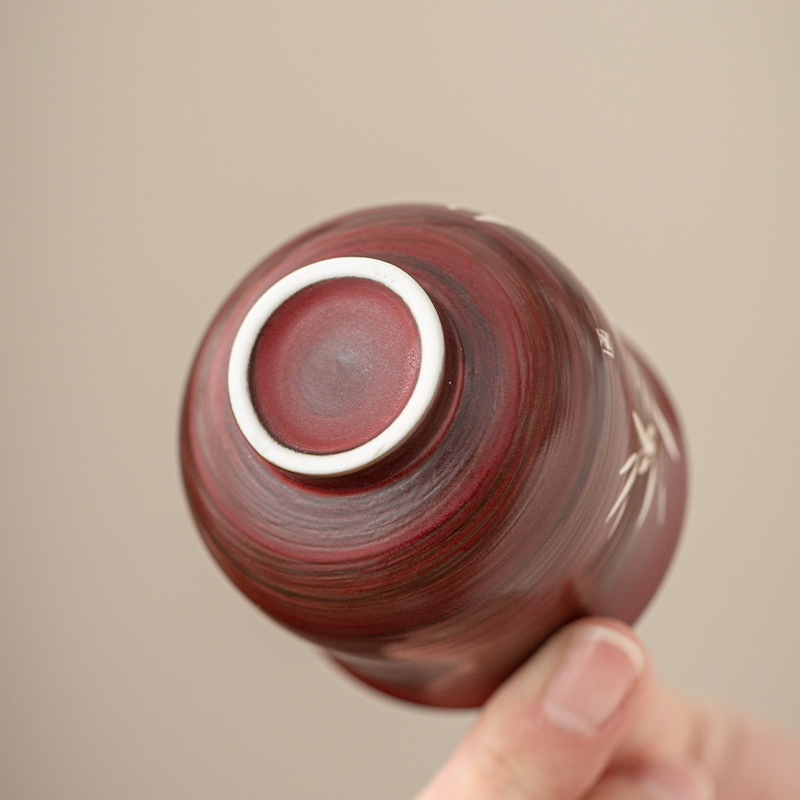 Cốc trà gốm sứ cổ điển phong cách Trung Quốc màu hồng, cốc chủ nhân, bộ trà duy nhất Kung Fu, tách trà nghệ thuật trà cao