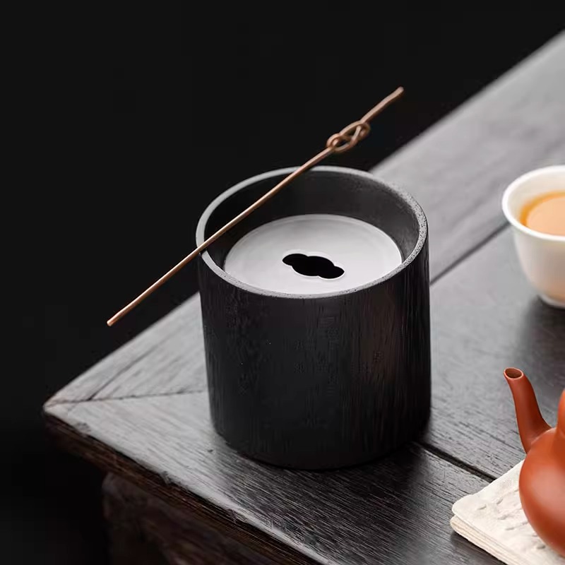 Sắt Mỹ Thuật Xây nước có nắp rửa trà để bàn thùng xỉ Thùng đựng trà phong cách cổ điển Trung Quốc chậu đựng nước cắm hoa trà rửa nước