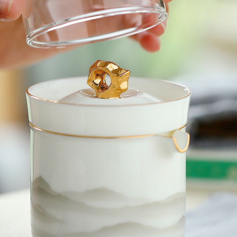 Yangzhi Yuyuanshan Kuaike Cup Bộ trà du lịch ngoài trời Bộ dụng cụ uống trà cắm trại tiện lợi một bình ba cốc