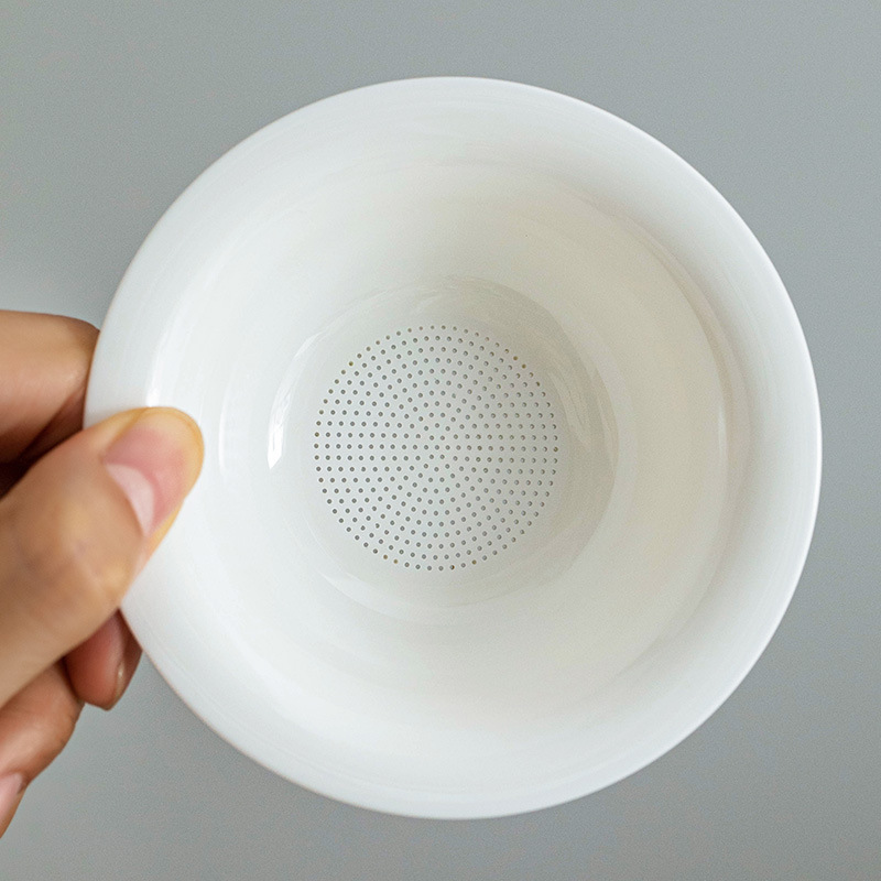 Dehua mỡ cừu ngọc trắng sứ lọc trà Bộ trà gốm sứ Phễu toàn sứ Bộ lọc một mảnh lưới lọc trà bộ lọc trà