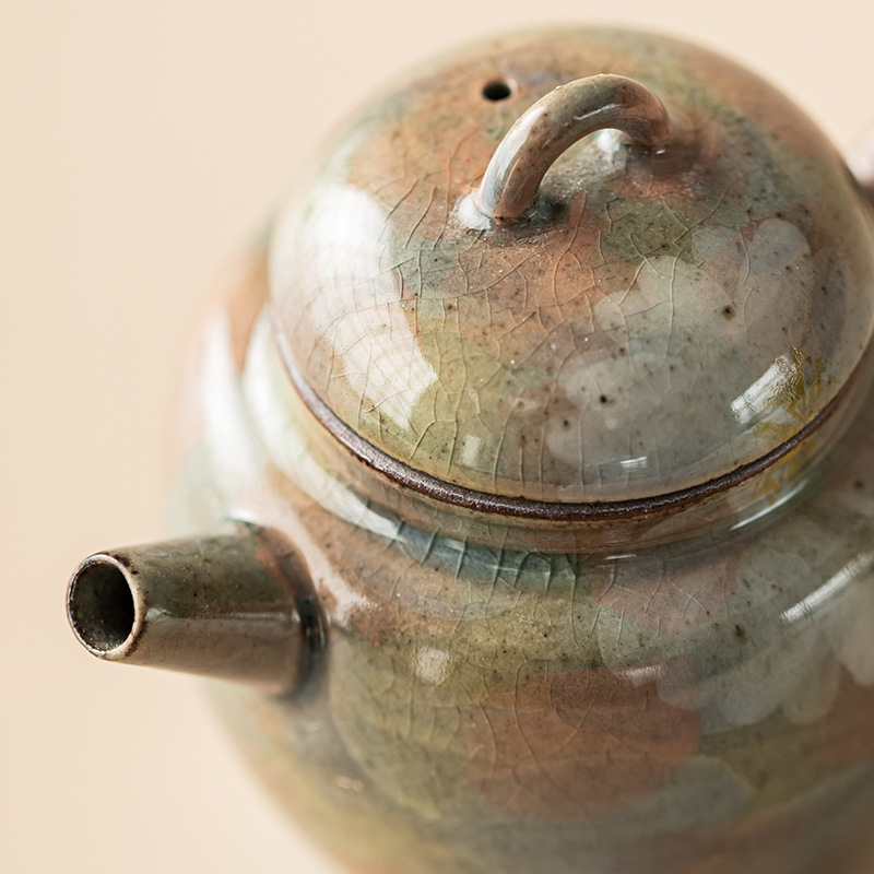 Monet sơn dầu phong cách borneol men vẽ tay hoa cúc gốm sứ ấm Siting ấm lọc ấm đơn có ấm hộp quà