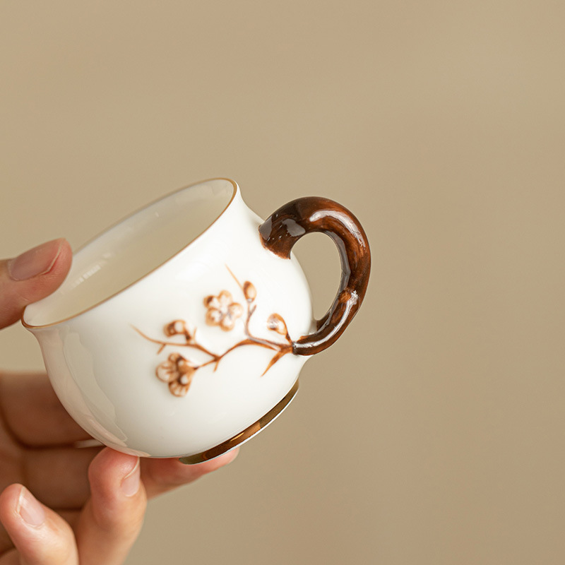 Bộ trà Dehua tách trà ngọc bích mỡ cừu thủ công bộ trà gốm sứ cốc chủ nhân tách trà cốc cà phê bộ trà Kung Fu