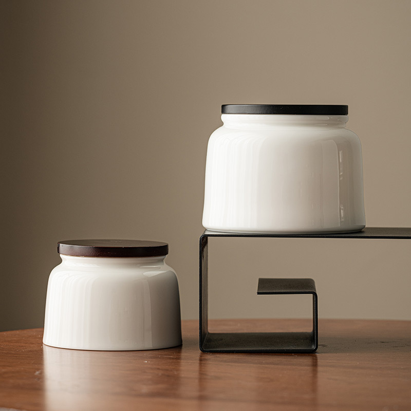 Bình trà sứ trắng Dehua, bình kín, Bình Đựng Trà chống ẩm cầm tay cỡ nhỏ, bình rỗng, bình trà gốm sứ kiểu Nhật