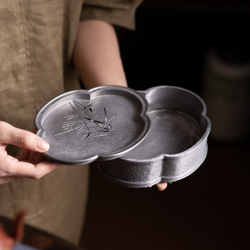 Khay trà thiếc cổ dùng gia dụng đơn giản Thiền cao cấp kho nước Kung Fu cổ dùng cho một người ấm trà khay trà bàn pha khô