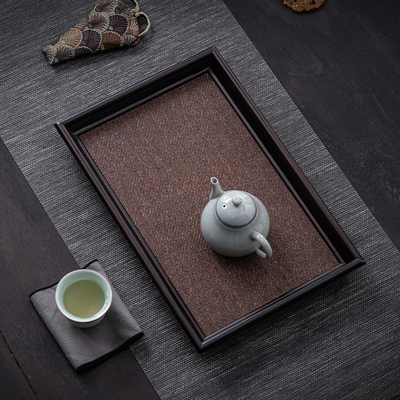 Bàn pha khô bằng mây tre đan, khay trà nhỏ, bộ trà Kung Fu, khay đựng ấm cổ điển gia dụng, khay đựng ấm, khay trà hình chữ nhật, hộp gấm