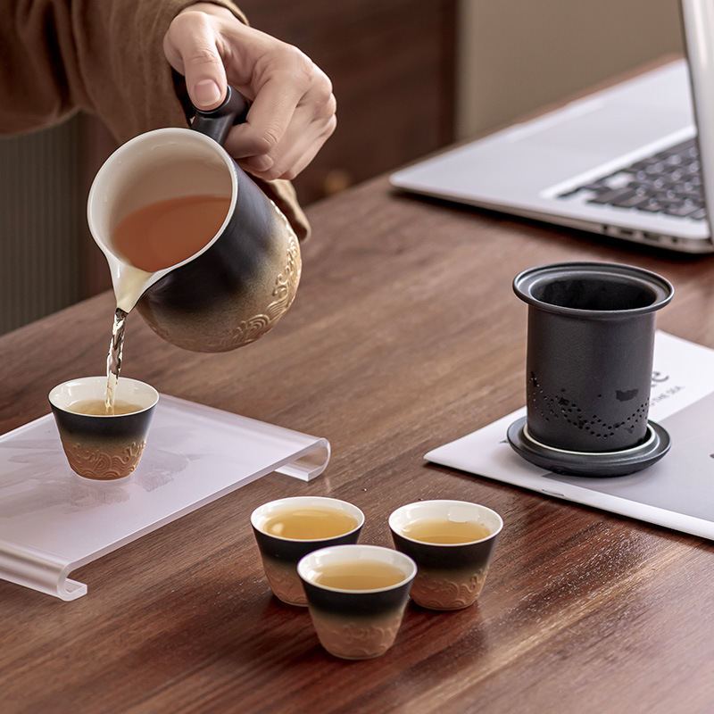 Cốc hành khách nhanh kiểu Nhật một ấm bốn cốc bộ trà du lịch xách tay ngoài trời bộ trà công phu pha trà văn phòng gia dụng quà tặng