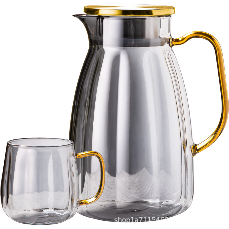 Cốc sáng tạo Cốc uống nước gia dụng Bộ cốc thủy tinh chống cháy nổ chịu nhiệt phòng khách Cốc pha trà có tay cầm đơn giản phong cách ins