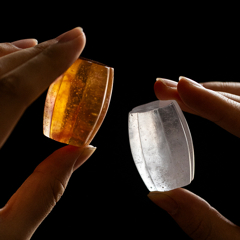 Nắp ấm trà tử sa có nắp thủy tinh Yushantang, phụ kiện bộ trà phong cách Nhật Bản, đồ trang trí thủy tinh pha lê thiền, phối trà đạo