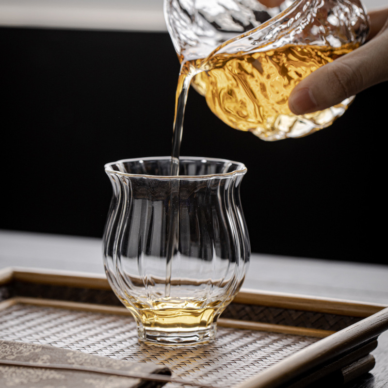 Cốc Sản phẩm thủy tinh chịu nhiệt dày cốc đựng cánh hoa gia dụng cốc chủ nhân hoa sen thủy tinh Bộ trà Kung Fu cốc thủ công kiểu Nhật