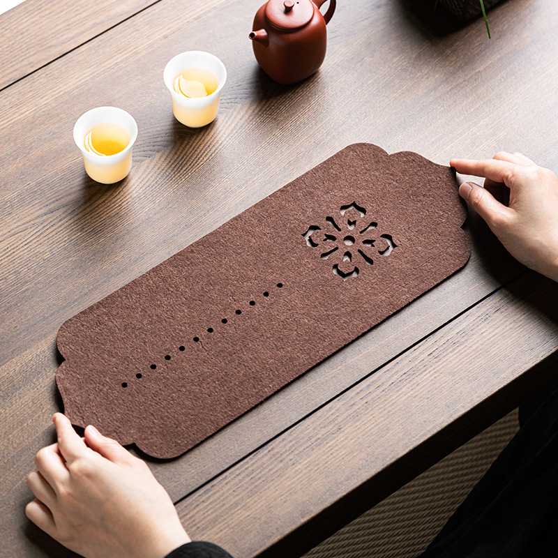 Đệm pha trà không thấm nước phong cách Quốc gia, đệm pha trà, đệm cốc chống bỏng rỗng, đệm ấm trà, phụ kiện Bộ trà Kung Fu