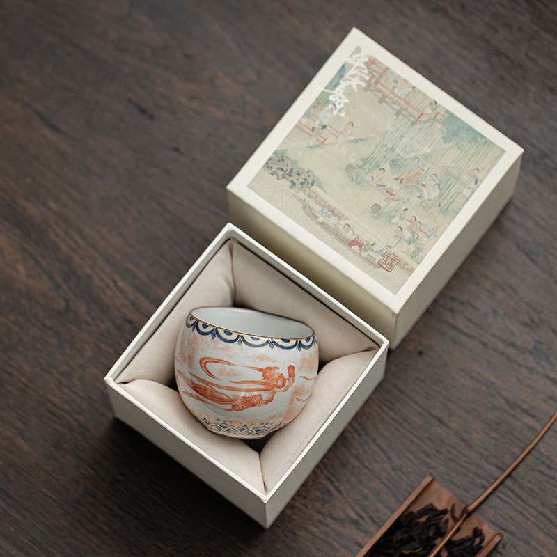 Đôn Hoàng Feitian Yuanrong Cup Chén trà nhỏ văn hóa và sáng tạo Chén trà Cốc trà Ru Lò mở có thể nâng cao bộ trà Kung Fu Cốc trà nhỏ
