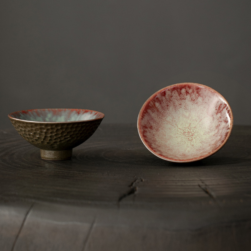 Lò nung thay đổi màu ngọc lam sáng màu xanh lá cây chủ nhân tách trà nhỏ thủ công Tách Trà Cá nhân Bộ trà Kung Fu trà gốm sứ