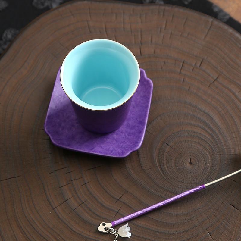 Tách trà men pha lê màu tím, tách trà chống bỏng, bộ trà, cốc uống nước, quà tặng cao cấp, tinh tế, sang trọng và sang trọng