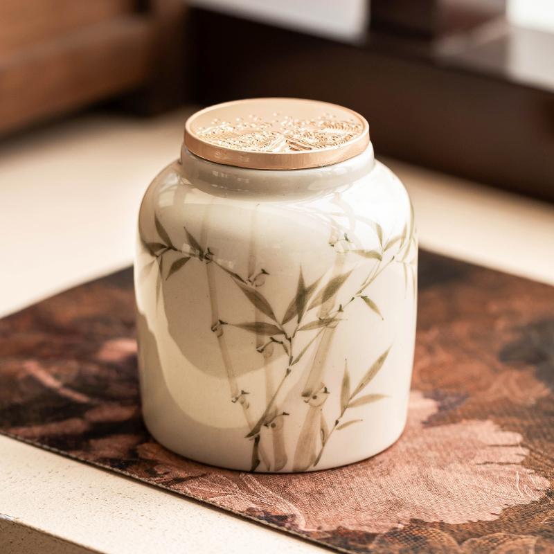 Bình trà gốm sứ xanh ngọc bích, bình kín, phụ kiện bộ trà gia dụng, bình đựng trà thanh lịch, bình đựng đồ, chống ẩm, chống bụi