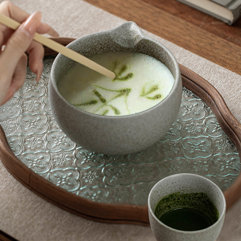 Bộ Matcha bằng gốm thô biến đổi lò nung Dụng cụ Matcha kiểu Nhật Bình trà Bàn chải Matcha đứng Baibenli Bát Matcha Trà Baibenli