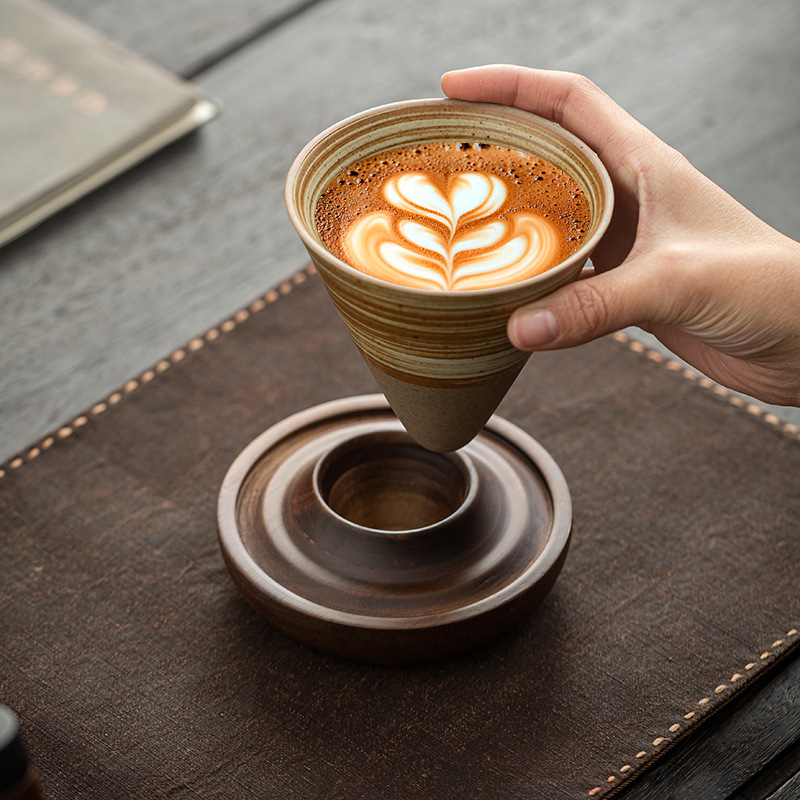 Bộ cốc cà phê latte sáng tạo gốm đơn giản đặc trưng thiết kế retro cảm giác tách trà phong cách instagram thích hợp hoa văn