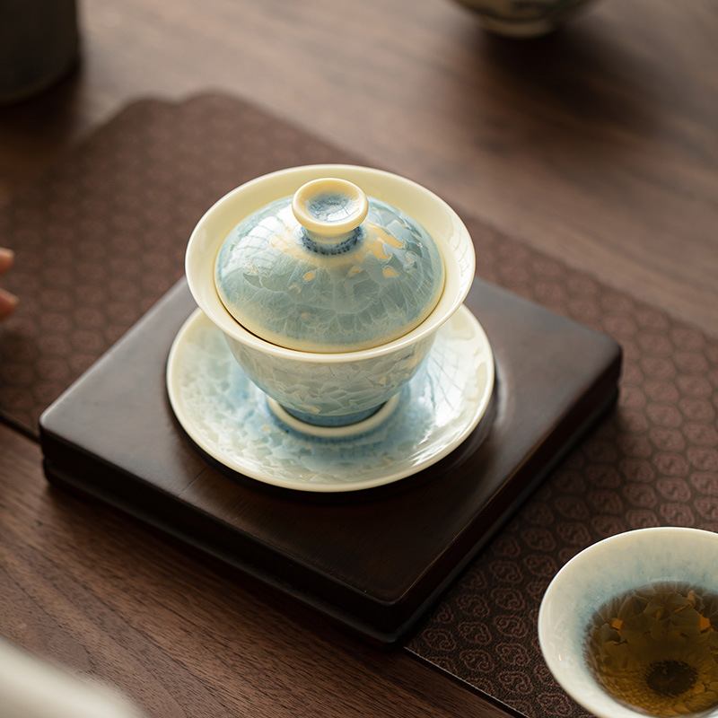 Dụng cụ pha trà gốm sứ nhiệt độ cao chống bỏng, bát pha trà lớn gia dụng, dụng cụ pha trà Kung Fu