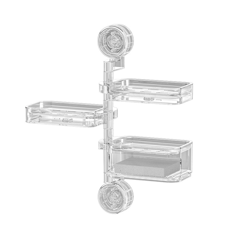 Hộp đựng xà phòng xoay cốc hút Giá đựng xà phòng thoát nước không đục lỗ treo tường Hộp đựng xà phòng nhiều tầng phòng tắm nhà vệ sinh