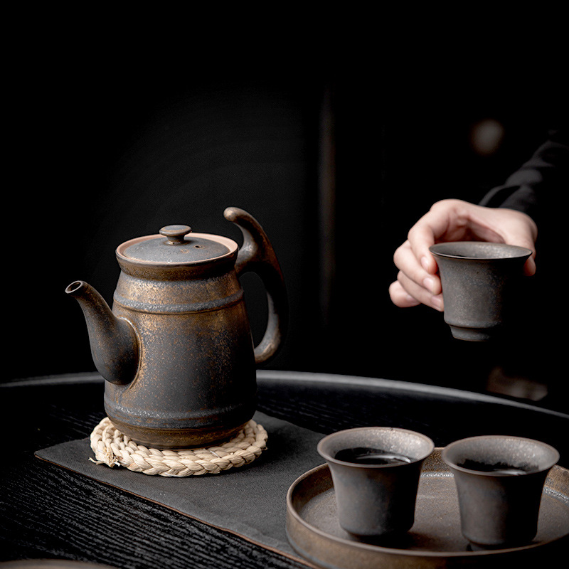 Ấm trà cổ điển ấm trà gốm sứ gia dụng dung tích lớn ấm trà lớn ấm trà hoa dùng cho nhà hàng ấm trà bộ ấm bán buôn