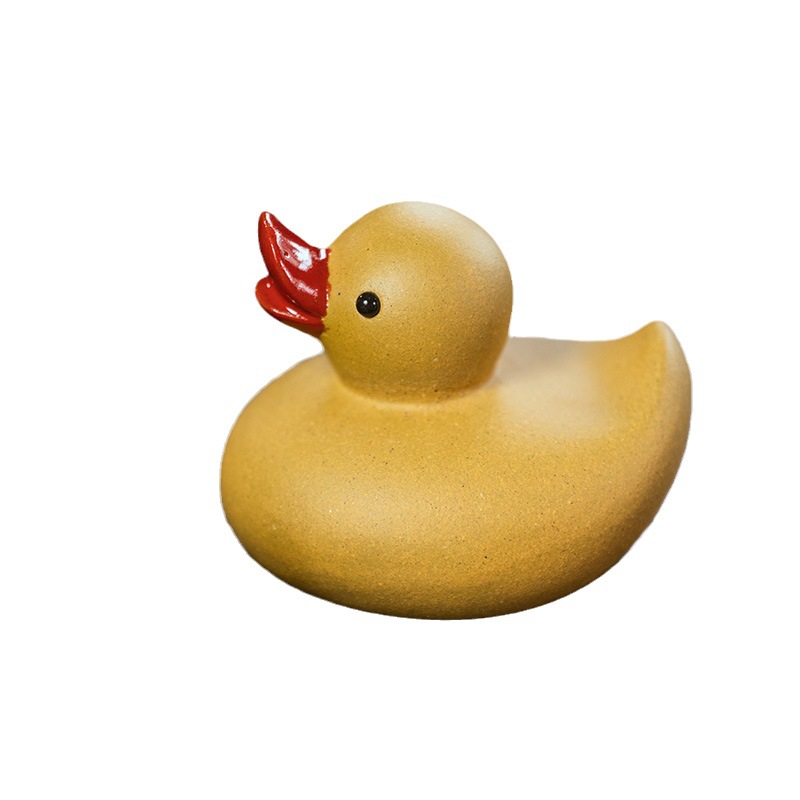 Đồ trang trí thú cưng trà vịt vàng nhỏ bằng đất sét màu tím cát thô Yixing Đồ Thủ công mỹ nghệ chơi trà vịt có thể nuôi động vật sáng tạo