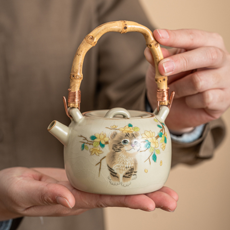 Ấm trà nhỏ mèo dễ thương ấm trà ấm trà gia dụng ấm gốm sứ đáng yêu ấm đơn dung tích lớn