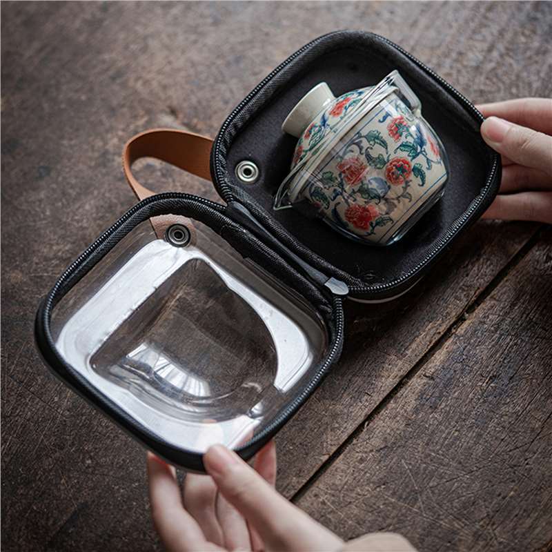 Bộ trà màu xanh và trắng cổ điển, cốc khách nhanh, bát có nắp Kung Fu, máy pha trà, cốc trà di động, bộ đồ du lịch nhỏ, bán buôn