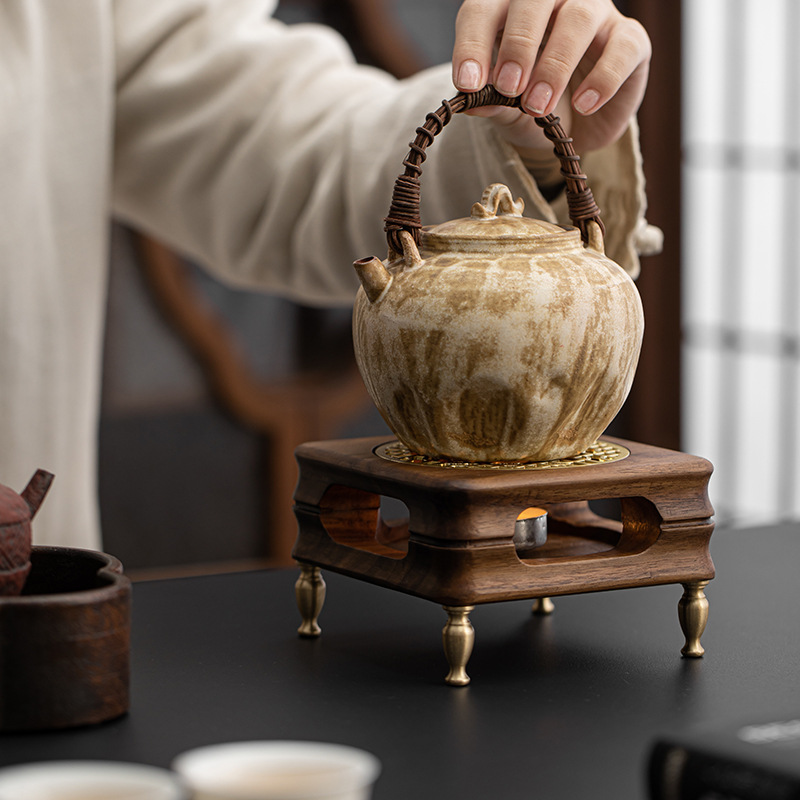 Bộ ấm trà bếp trà gỗ óc chó kiểu Trung Quốc đế sưởi ấm bộ ấm trà ấm trà ấm bếp pha trà nhỏ
