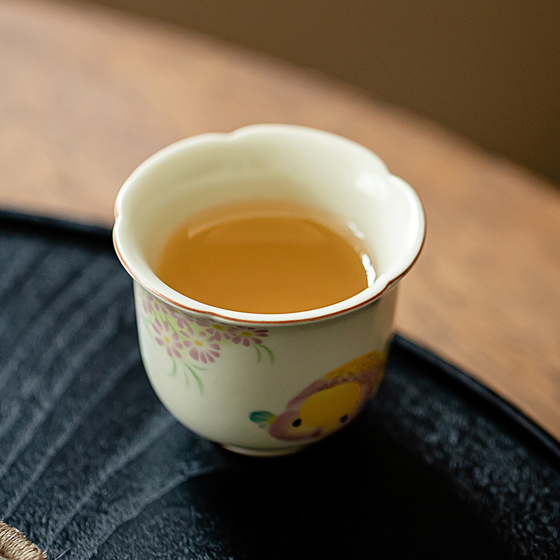 Cốc miệng hoa cá vàng Ruyao cốc chủ sở hữu Bộ trà Kungfu gia dụng cốc trà gốm