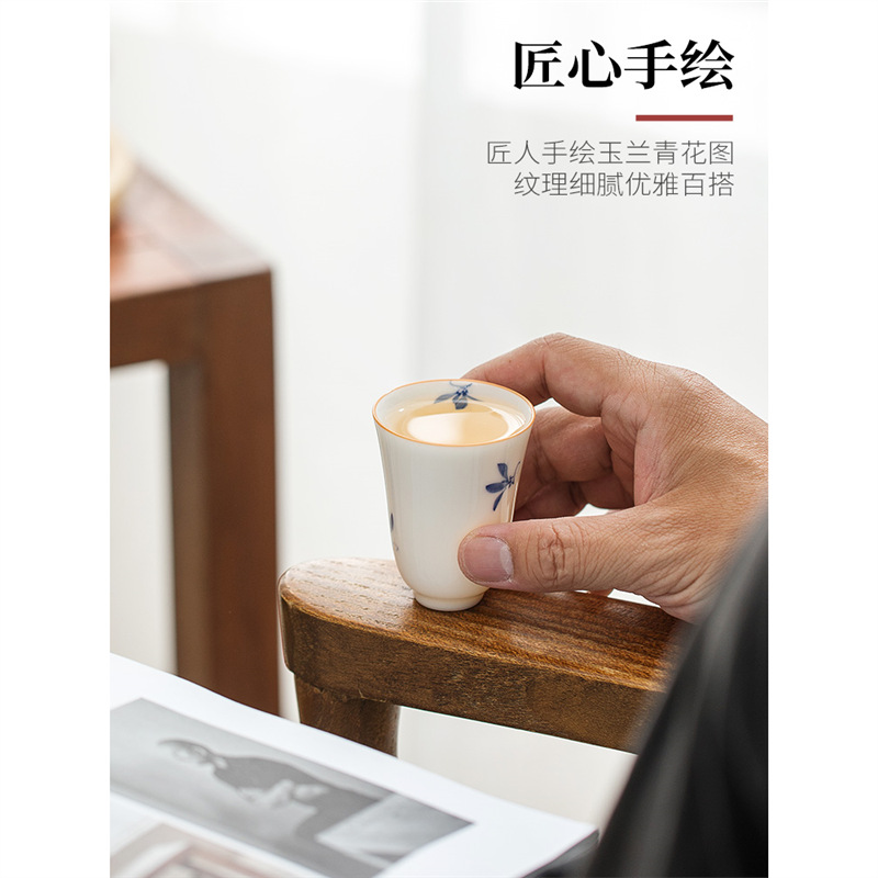 Cốc trà hoa mộc lan vẽ tay cốc trà gốm sứ phòng khách gia dụng cốc đơn cốc chủ nhân cốc trà cốc trà giá trị cao