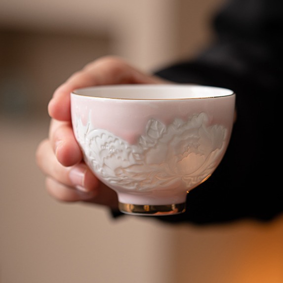 Shadow Carving Butterfly Love Flower Master Cup Cốc đơn Bộ ấm trà cá nhân dành cho nữ Cốc trà uống trà Cốc trà cao cấp gia dụng