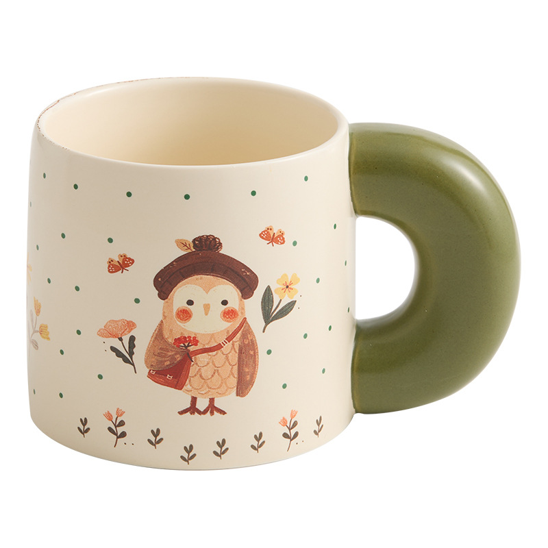 Cốc nước tai to cốc gốm sứ cốc uống nước kiểu nữ giá trị cao cốc cà phê cốc uống nước mùa hè gia dụng