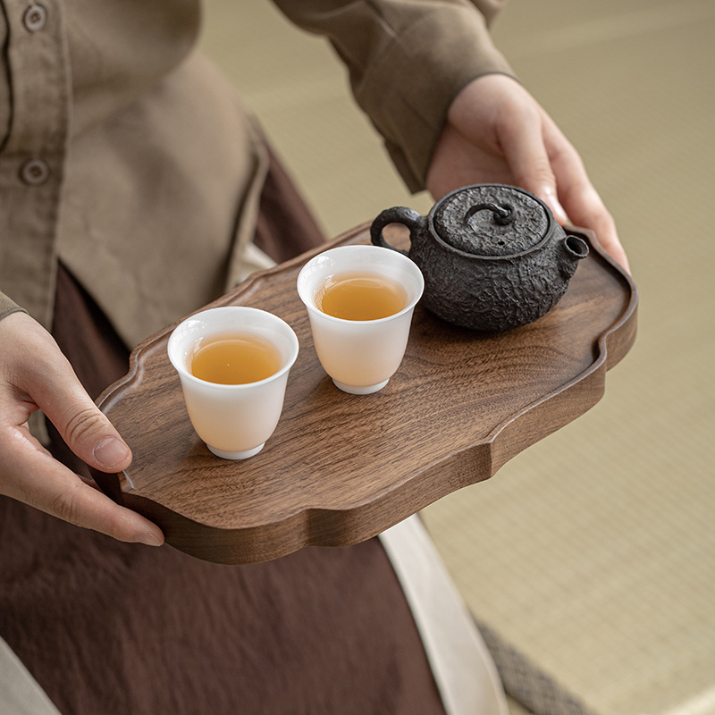 Bình cánh sen bằng gỗ đặc chọn lọc, bàn pha khô bằng gỗ óc chó, khay trà kiểu Nhật, khay trà, khay trà cổ điển