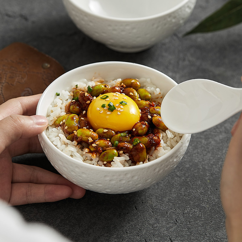 Bát cơm gốm sứ trắng Bát ăn sáng gia dụng bộ đồ ăn cao cấp đơn giản bát nhỏ bát nhỏ dùng cho cá nhân