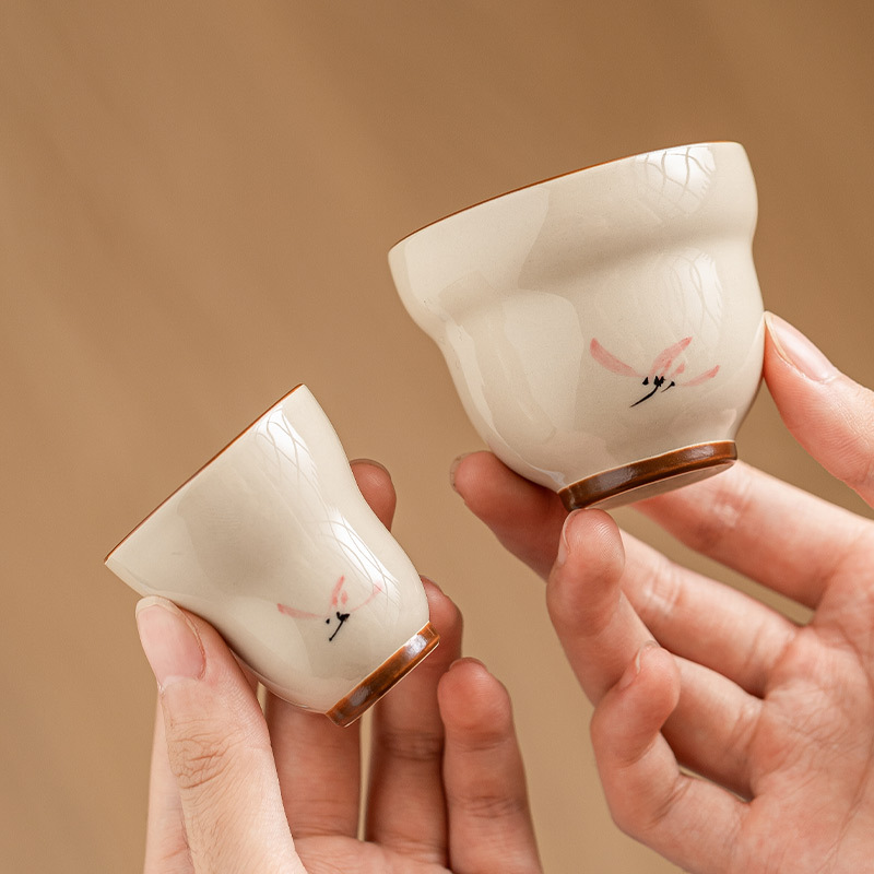 Nhà máy vẽ tay màu hồng phong lan cốc bầu cốc trà ngon cốc chủ nhân gốm cốc đơn cốc trà Trung Quốc cốc trà Kung Fu