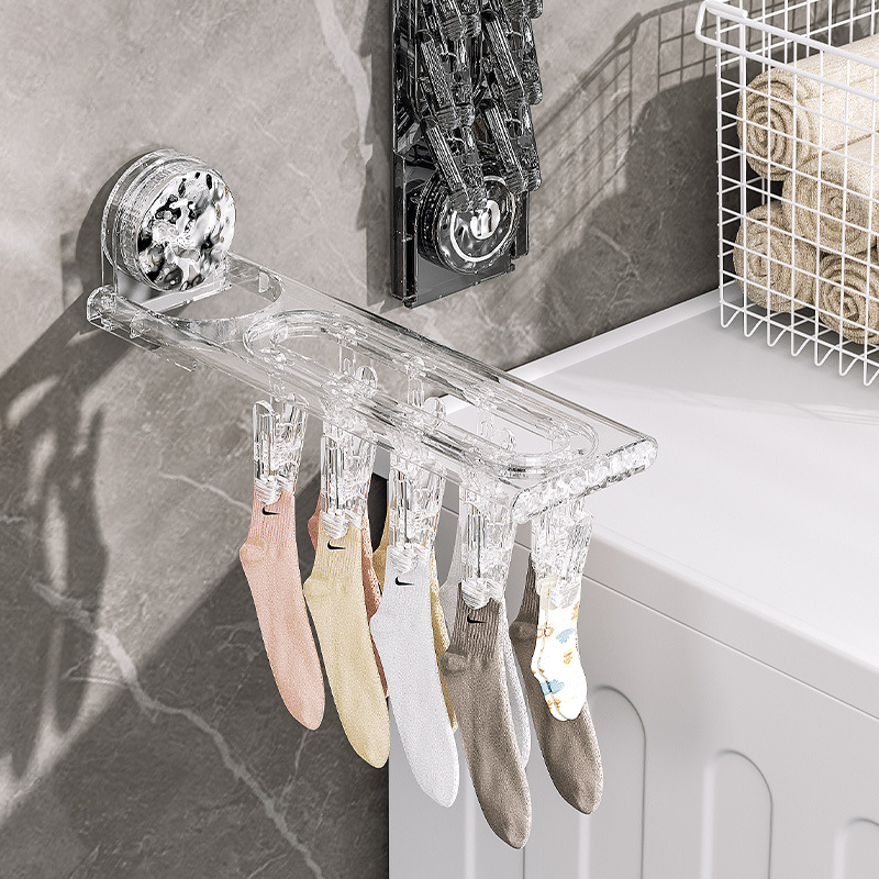 Giá để đồ tất gấp cốc hút, giá phơi đồ lót không đục lỗ, đồ lót gia dụng, giá phơi nhiều kẹp, dụng cụ thần thánh