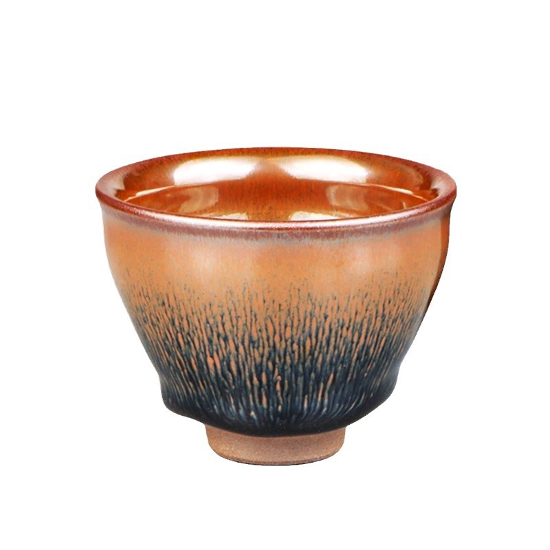 Jianyang Tuhao Jianzhan Yinhao Cặp cốc quặng thô sắt Bộ trà gốm sứ cốc chủ nhân cốc nhỏ giọt dầu cổ điển cốc hiếu khách gia đình
