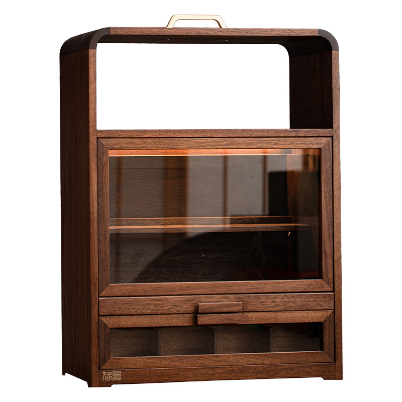 Tủ lưu trữ gỗ óc chó tủ trưng bày trà kiểu Trung Quốc để bàn giá bộ trà phòng trà tủ trà giá để đồ trang trí