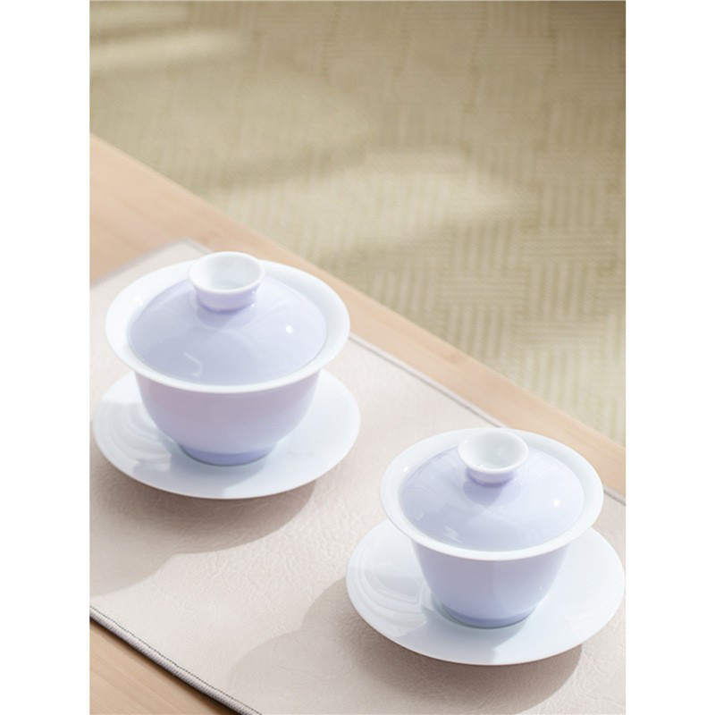 Bát có nắp Mushan Sancai nữ bát trà gốm sứ đơn màu tím lốp mỏng cao cấp không nóng tay bát đựng trà bán buôn