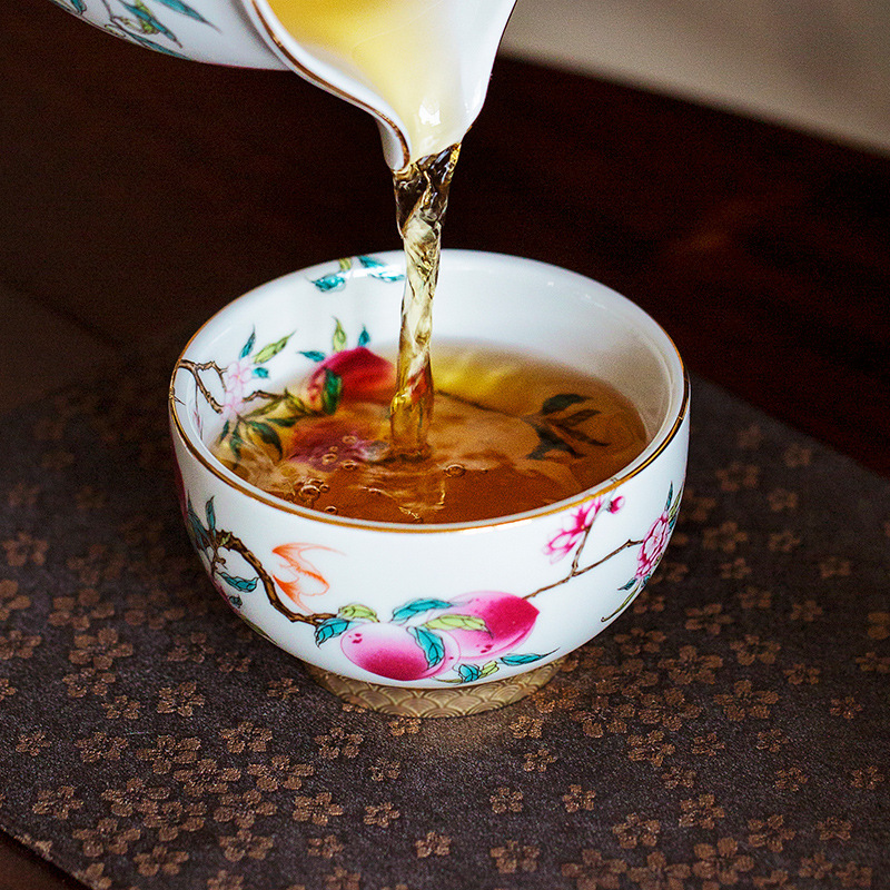 Cốc trà cổ vẽ tay nguyên chất, cốc trà, cốc chủ nhân, cốc đơn cá nhân, bộ trà Kung Fu gốm sứ Trung Quốc tráng men màu
