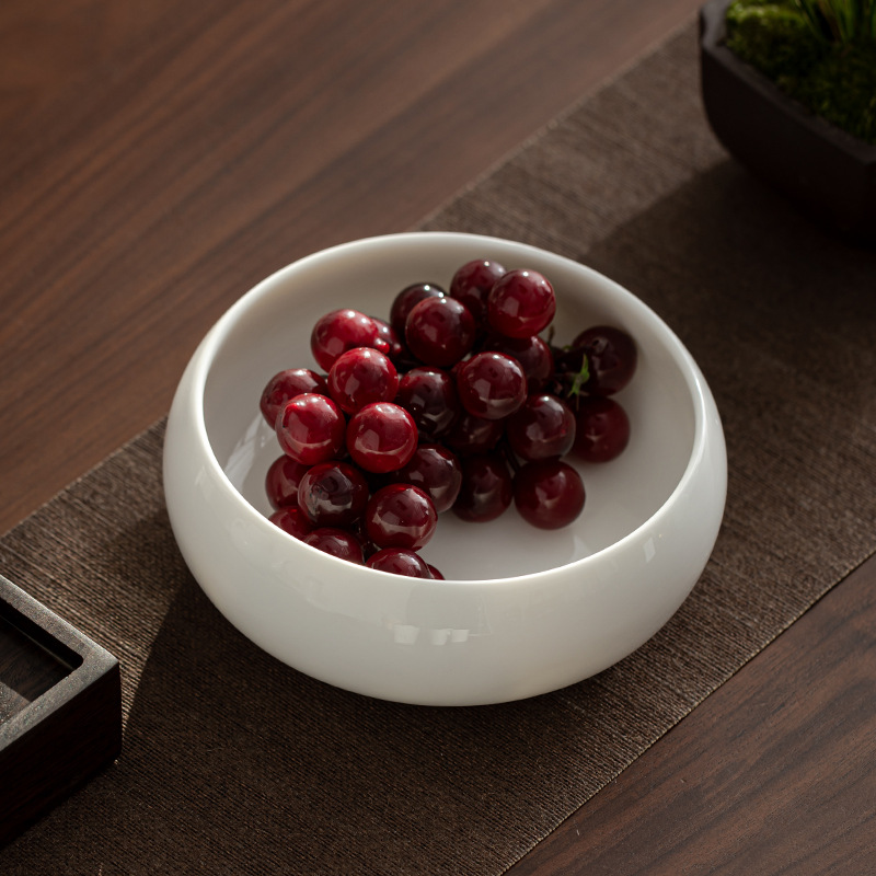 Dehua mỡ cừu ngọc trắng sứ rửa chén lớn nhỏ rửa chén rửa bát bát đựng nước thùng đựng bã trà phụ kiện trà đạo Kung Fu