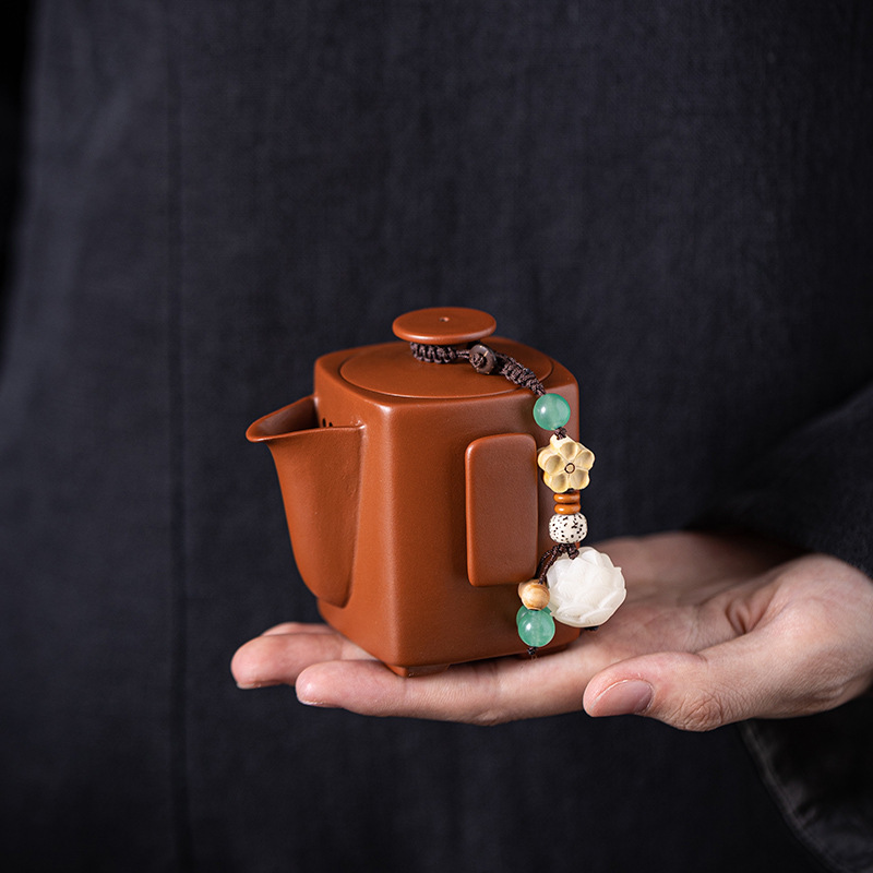 Ấm cầm tay cát tím nguyên khoáng, cốc trà bát có nắp ấm đơn, bộ trà kungfu gia dụng cao cấp, ấm trà pha trà cao cấp